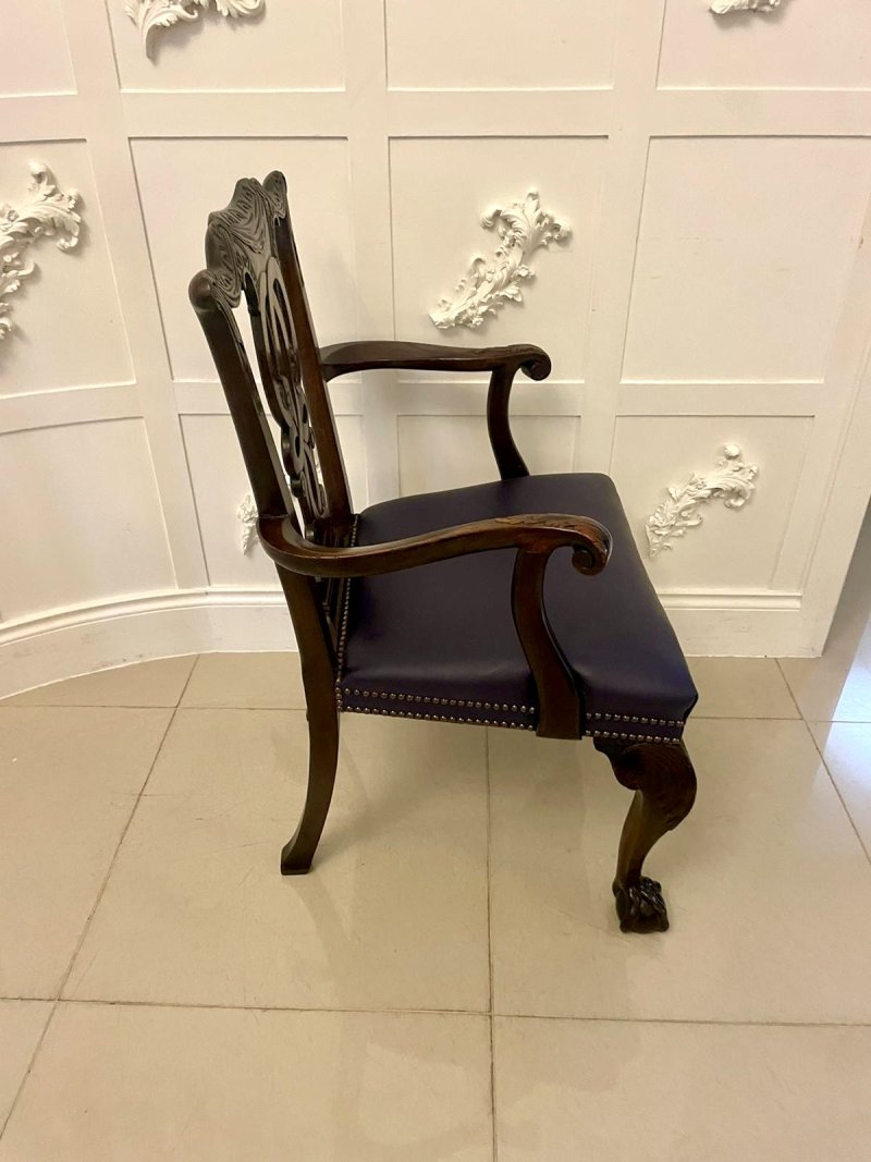 Outstanding Quality Set of 8 Antique Victorian Carved Mahogany Dining Chairs - Image 5